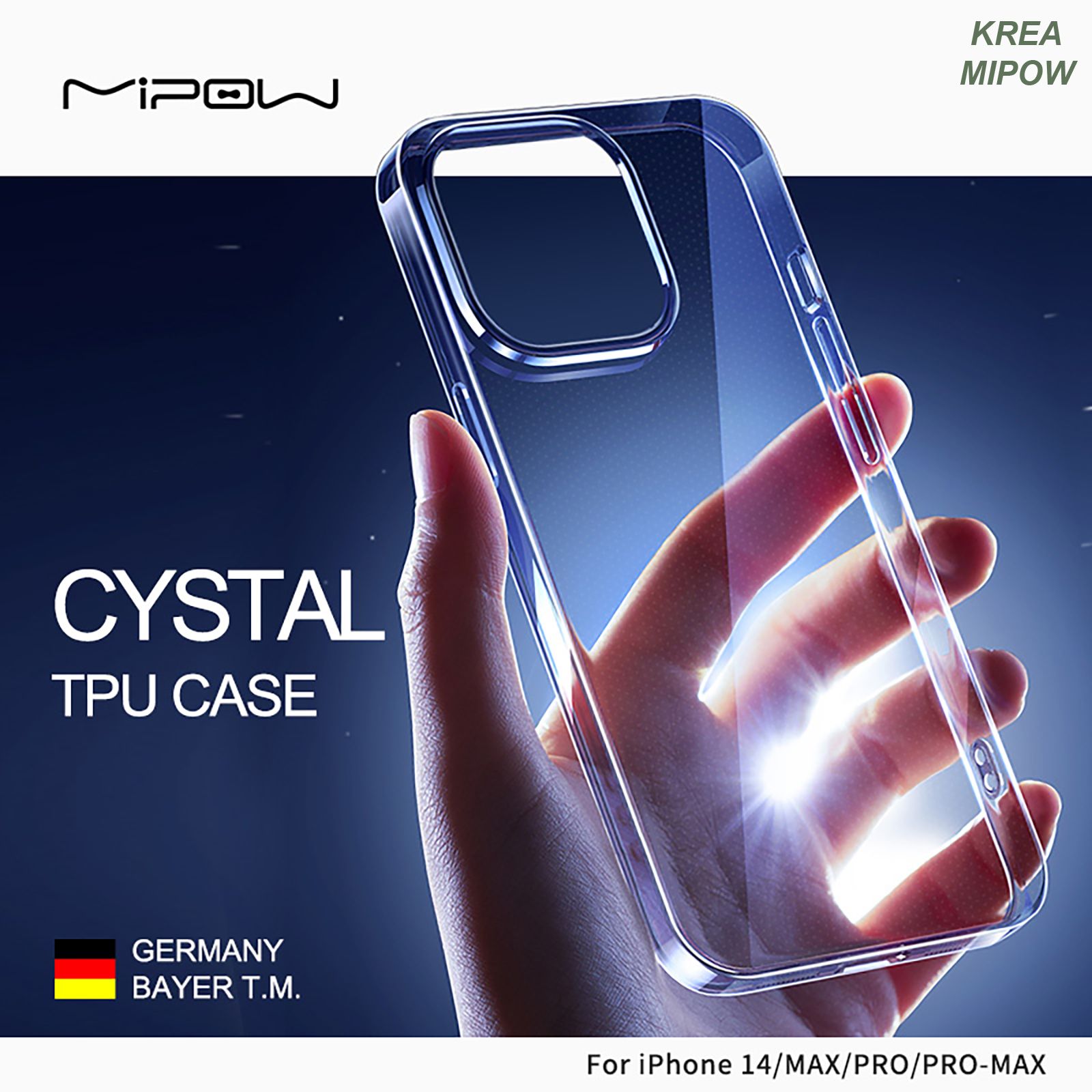 ốp lưng iphone 14 pro mipow tempered glass transparent ps35