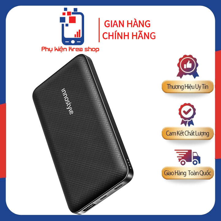Pin dự phòng innostyle powermax 10000mah pd/qc3.0 20w – ip20pd
