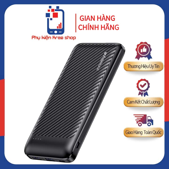 SẠC DỰ PHÒNG INNOSTYLE POWERSMART+ PD 20W 10000MAH OUT PUT 1C2A (3 CỔNG RA) BLACK IP20G2BLK