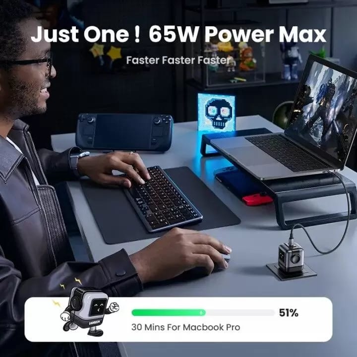 Củ sạc nhanh UGREEN RoboGaN 65W 18 cu-sac-nhanh-65w-robogan-ugreen-cd361-01
