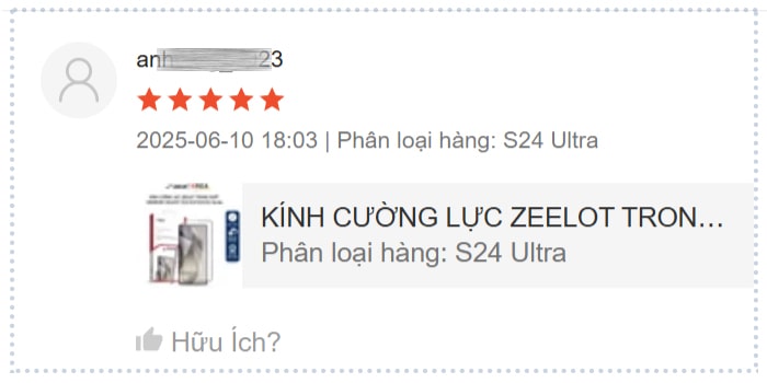 Đánh giá khách hàng về sản phẩm kính cường lực zeelot