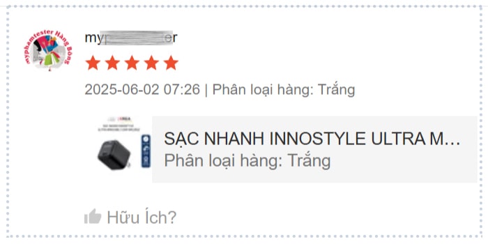 Đánh giá khách hàng về sản phẩm sạc nhanh Innostyle
