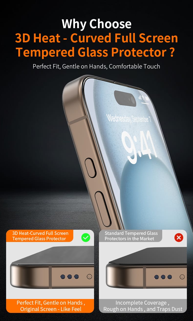 Kính cường lực HODA kèm khung trợ dán trong suốt 3D Full có viền đen cho iPhone 16 series-03