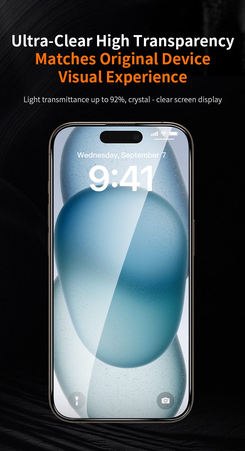 Kính cường lực HODA kèm khung trợ dán trong suốt 3D Full có viền đen cho iPhone 16 series-08
