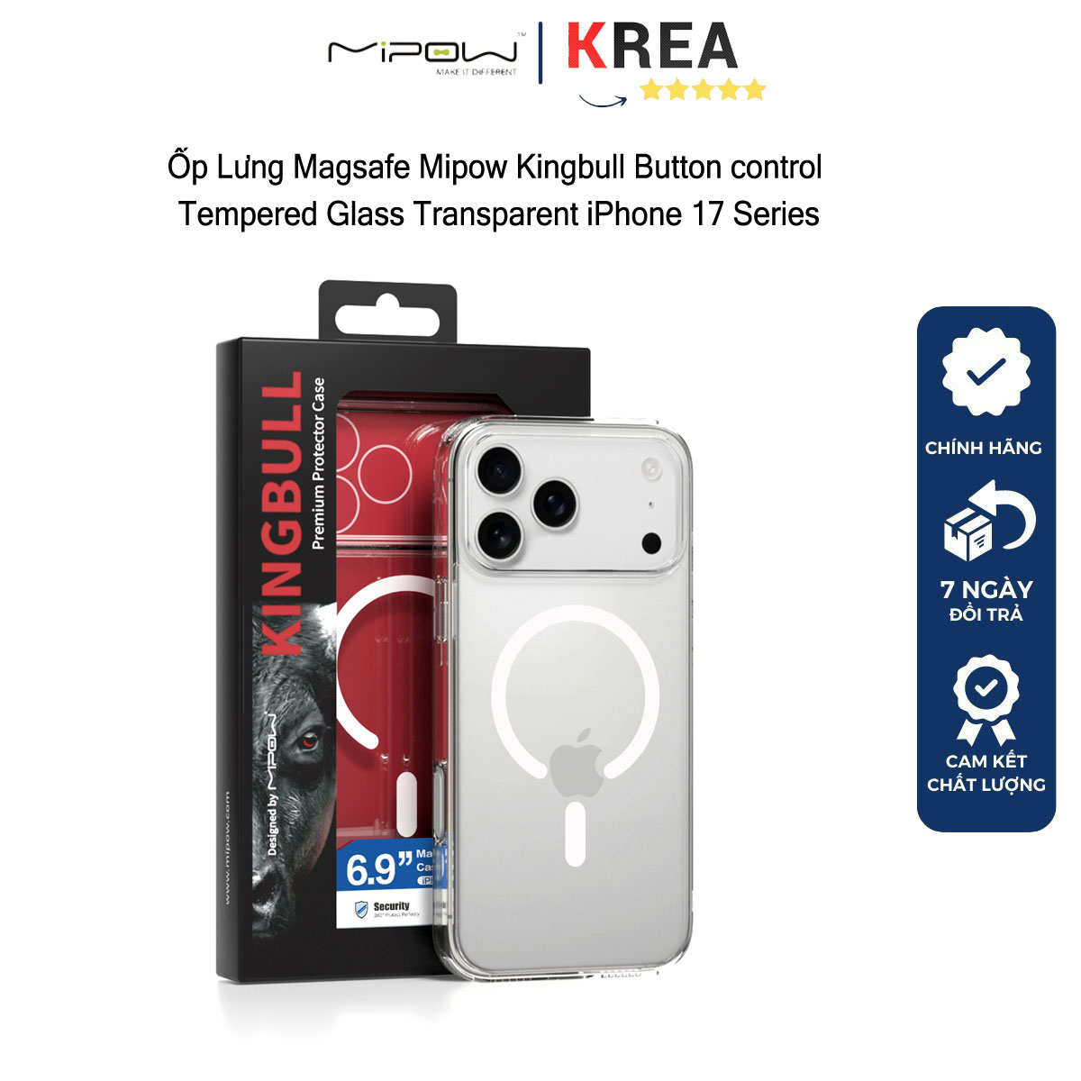 op-lung-magsafe-mipow-kingbull-button-control-tempered-glass-transparent-iphone-17-series